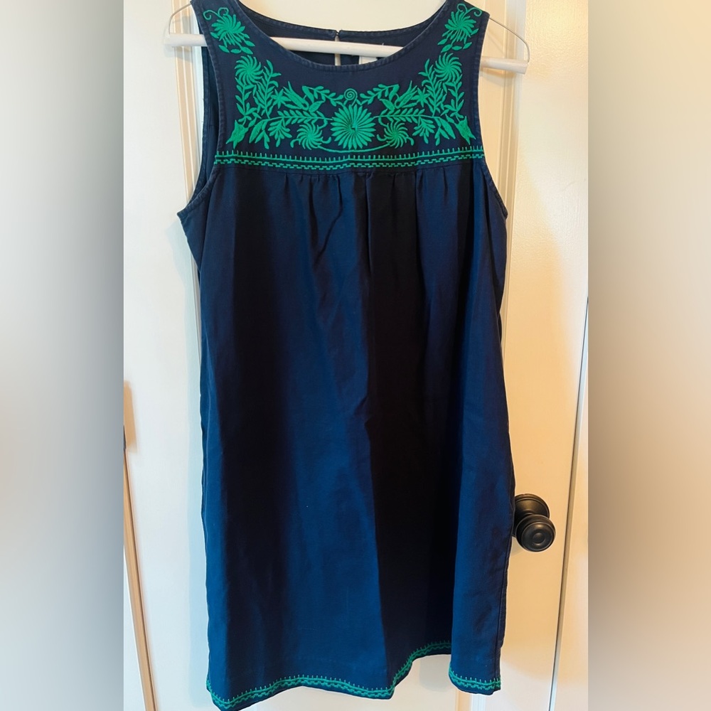 JCrew Embroidered Floral Navy Mini Dress